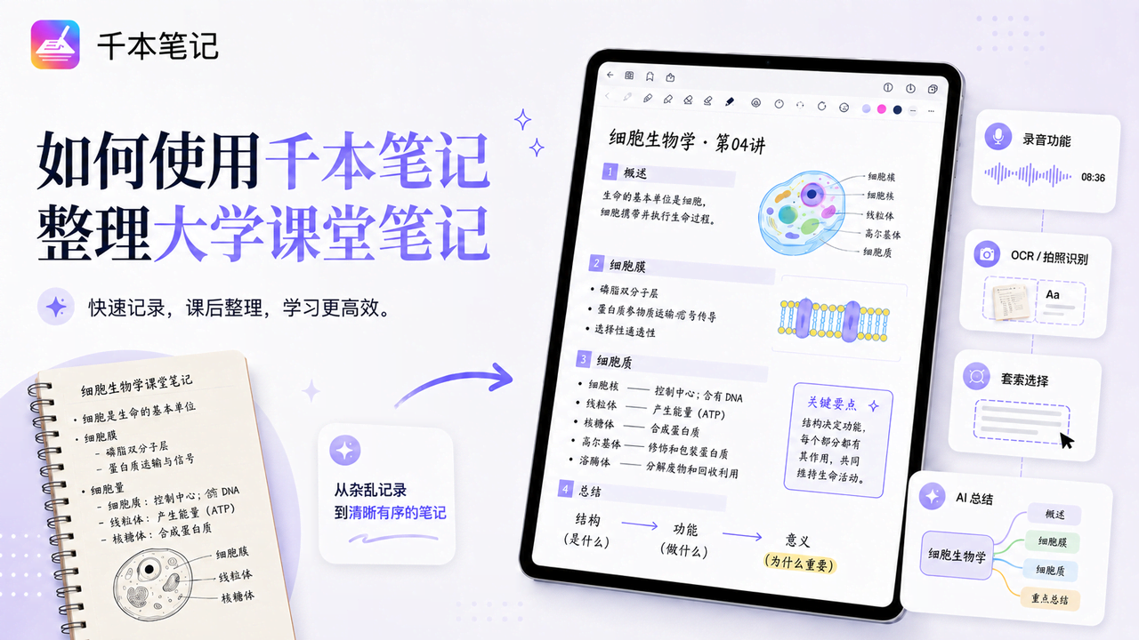 如何使用千本笔记整理大学课堂笔记